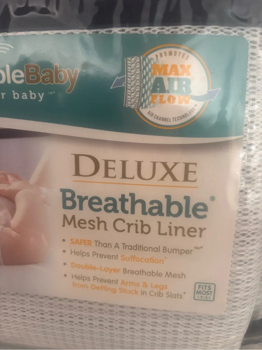 Deluxe Breathable Mesh Crib Liner - New